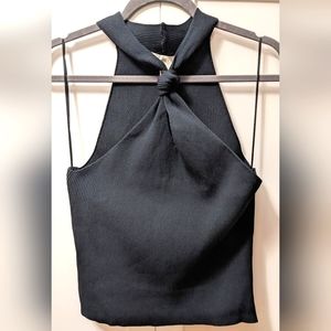 HAPPILY GREY, Knot Front, Ribbed Black top, Size Large.